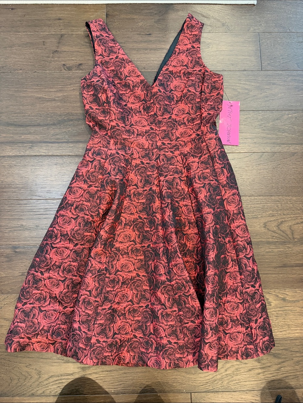 Betsy Johnson Rose Print Jacquard Dress Size 10 NWT - C76-087